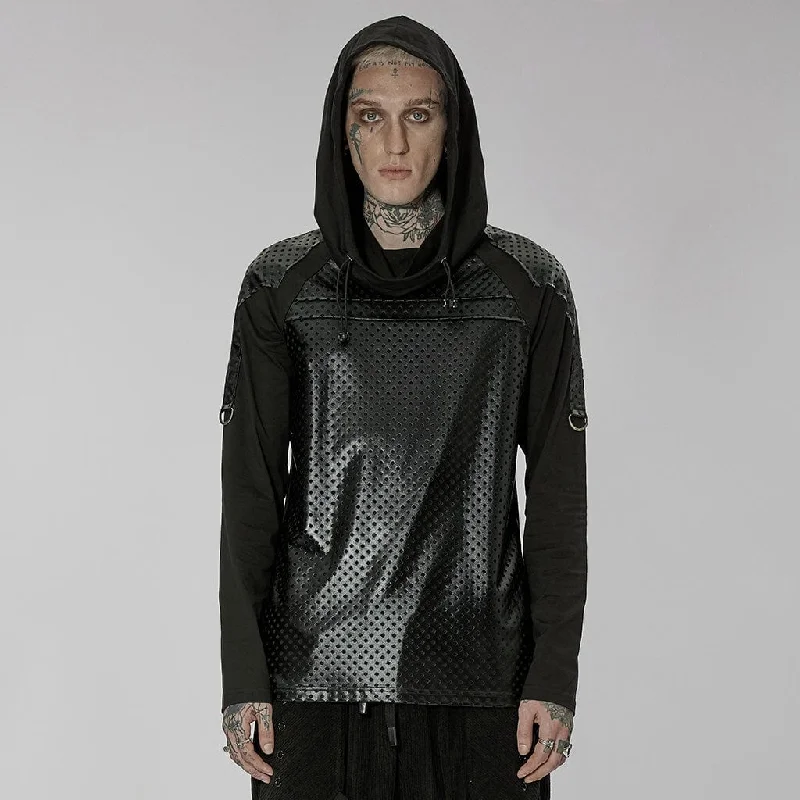 Men's Gothic Cutout Splice Drawstring Hoodies