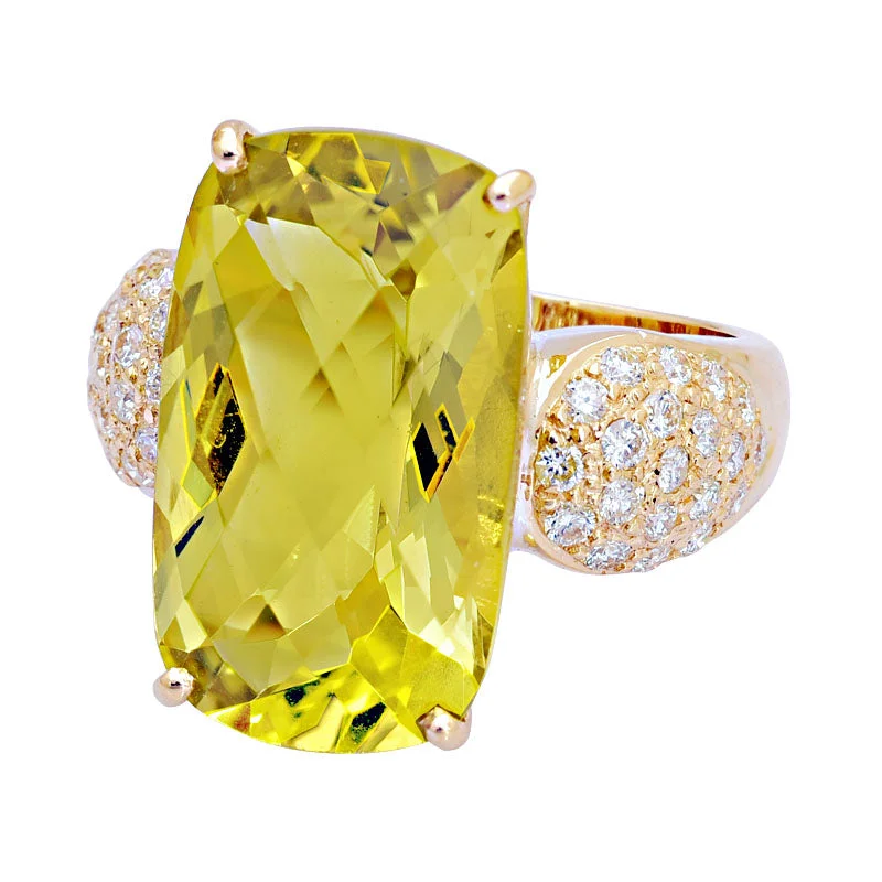 Ring-Lemon Quartz and Diamond