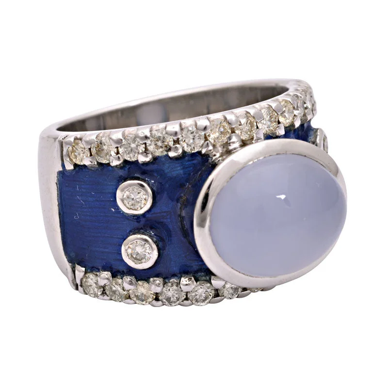 Ring-Chalcedony and Diamond (Enamel)