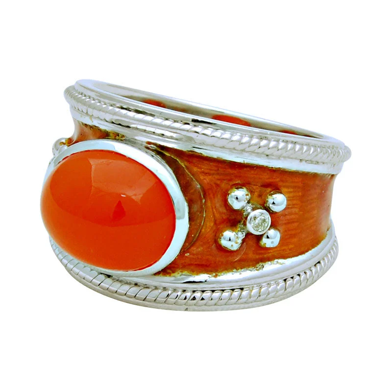 Ring -Cornelian and Diamond (Enamel)