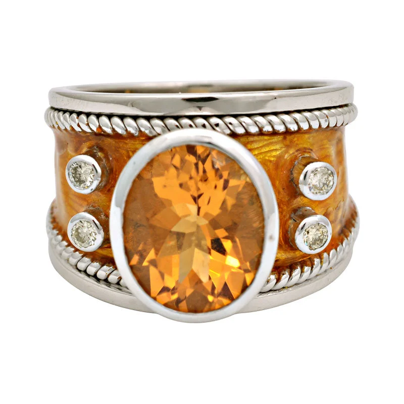 Ring-Citrine and Diamond (Enamel)