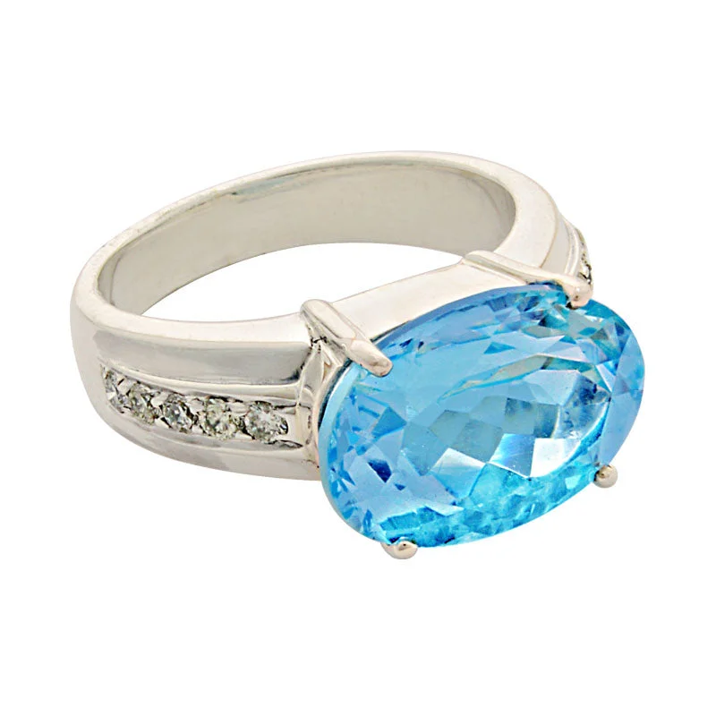 Ring-Blue Topaz and Diamond