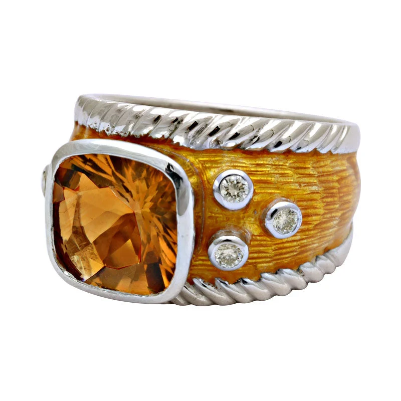 Ring-Citrine and Diamond (Enamel)