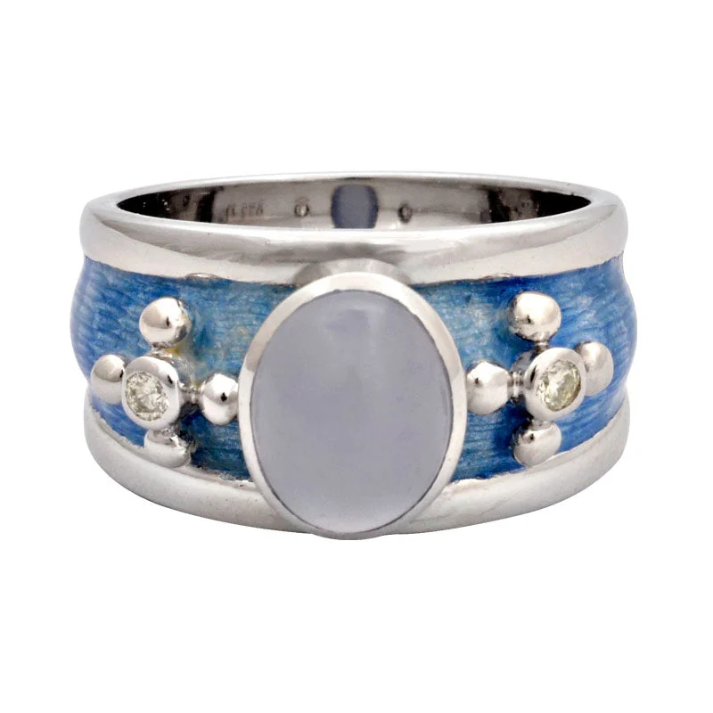 Ring-Chalcedony and Diamond (Enamel)