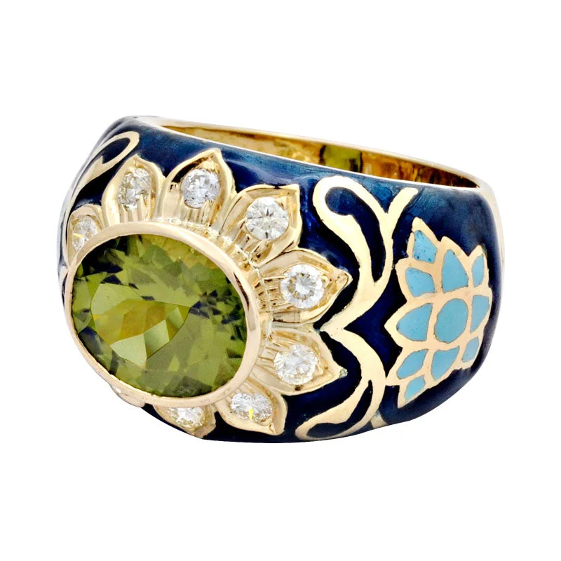 Ring-Peridot and Diamond (Enamel)