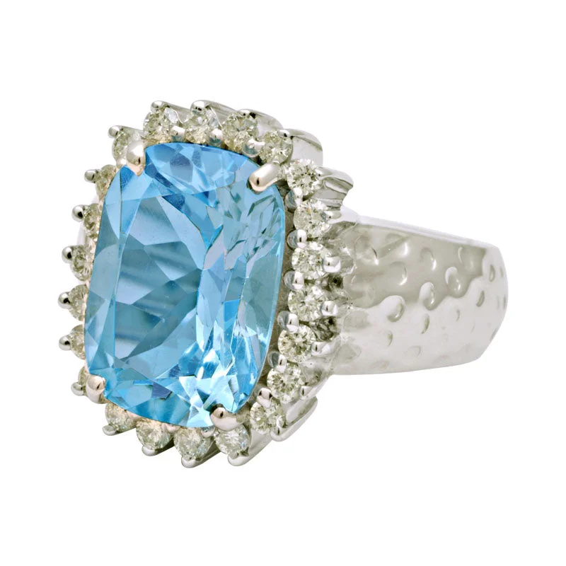 Ring-Blue Topaz and Diamond