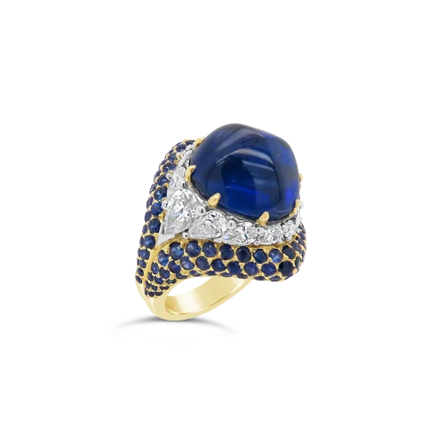 Cabochon Sapphire & Diamond Estate Ring