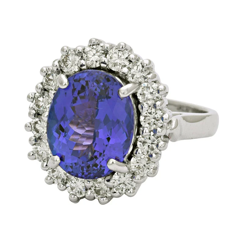 Ring - Tanzanite and Diamond in 18K White Gold