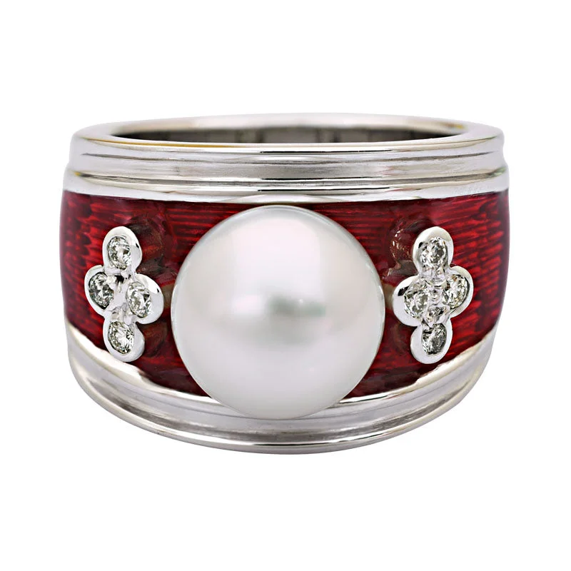 Ring-South Sea Pearl and Diamond (Enamel)