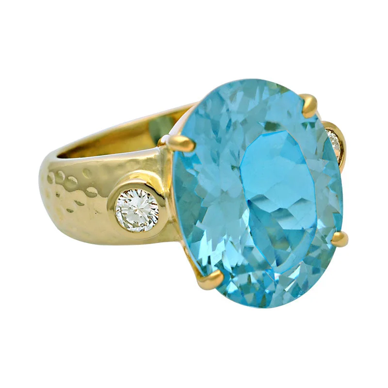 Ring-Blue Topaz and Diamond