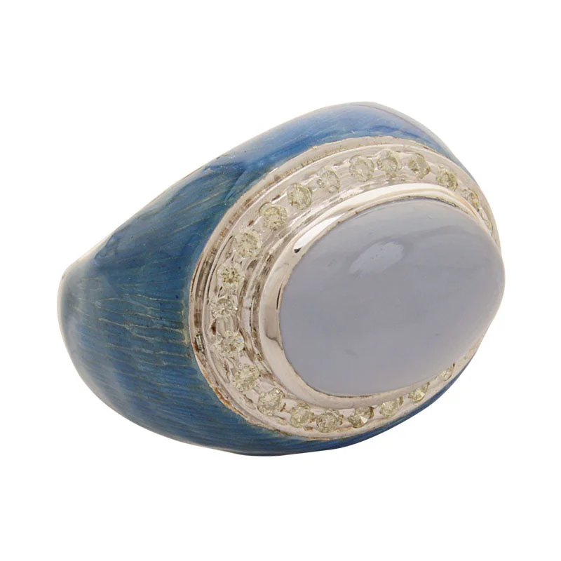 Ring-Chalcedony and Diamond (Enamel)