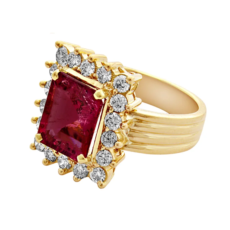 Ring-Rubellite and Diamond