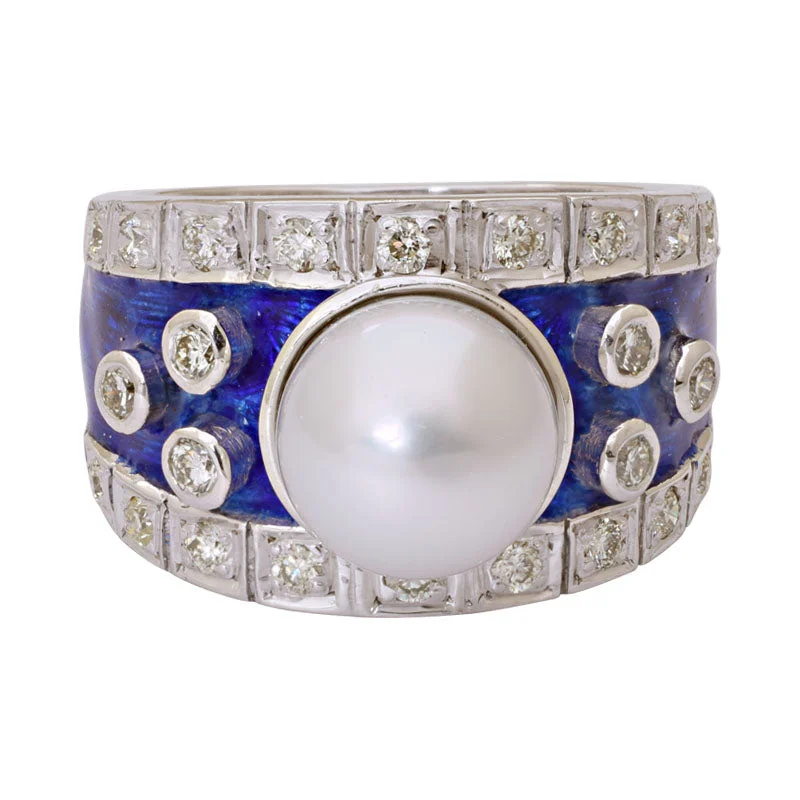 Ring-South Sea Pearl and Diamond (Enamel)