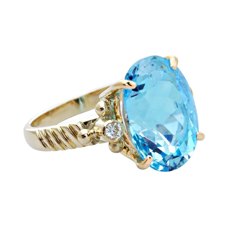 Ring-Blue Topaz and Diamond