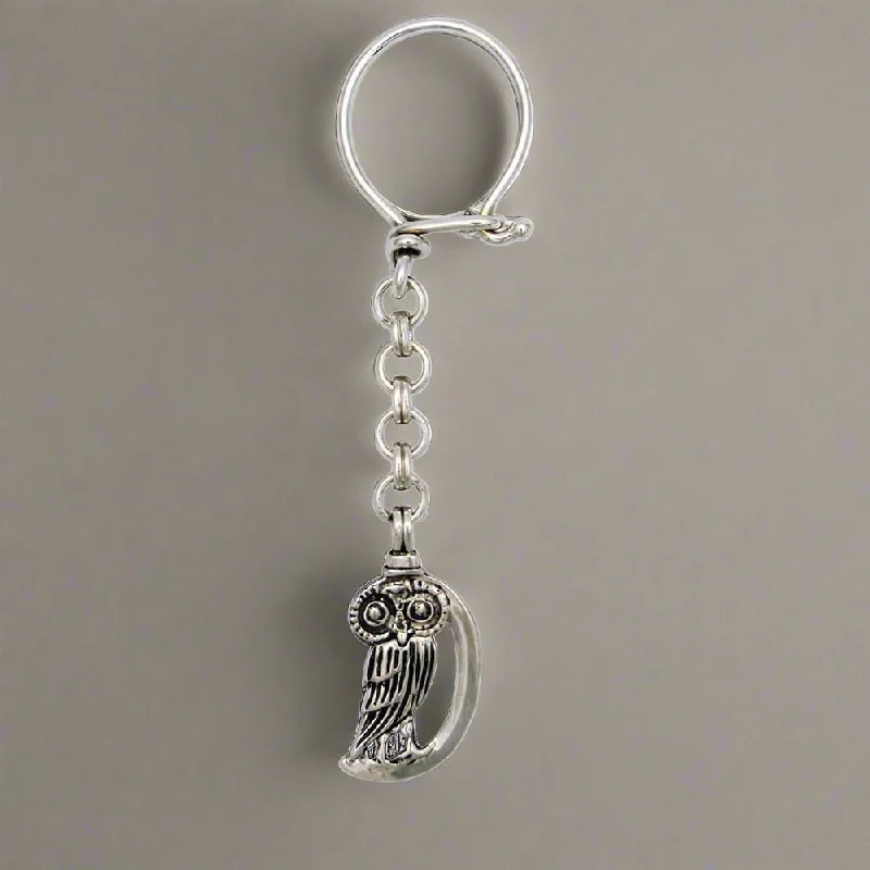 The Owl of Athena Greek Key ring in sterling silver (MP-09)