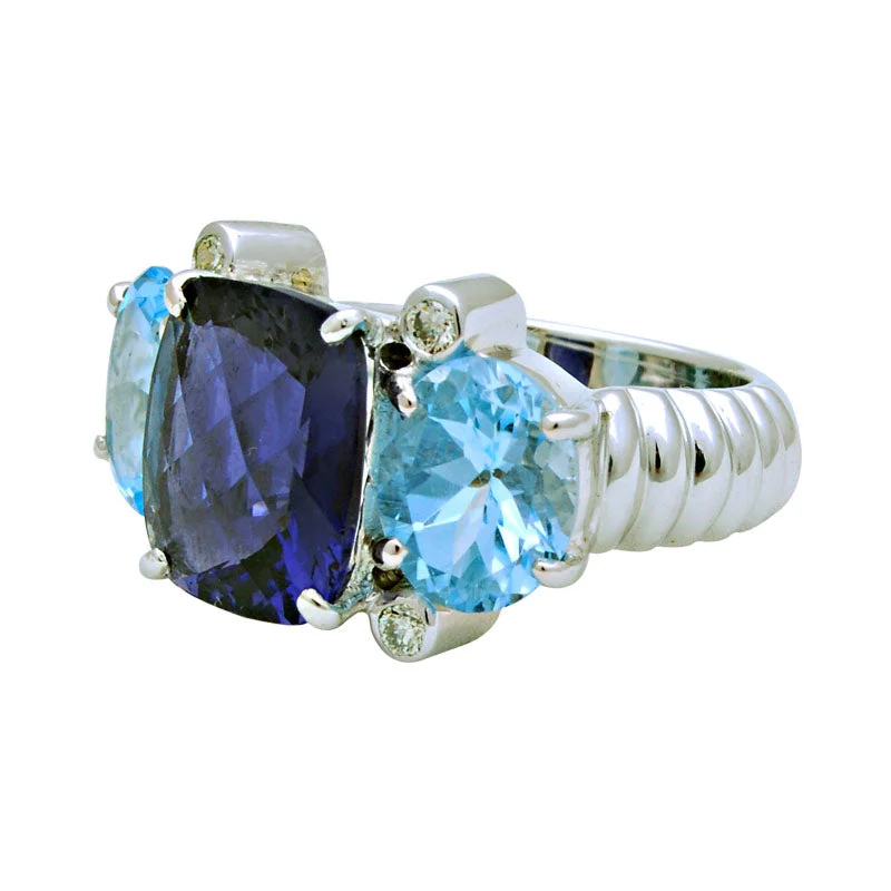 Ring-Iolite, Blue Topaz and Diamond