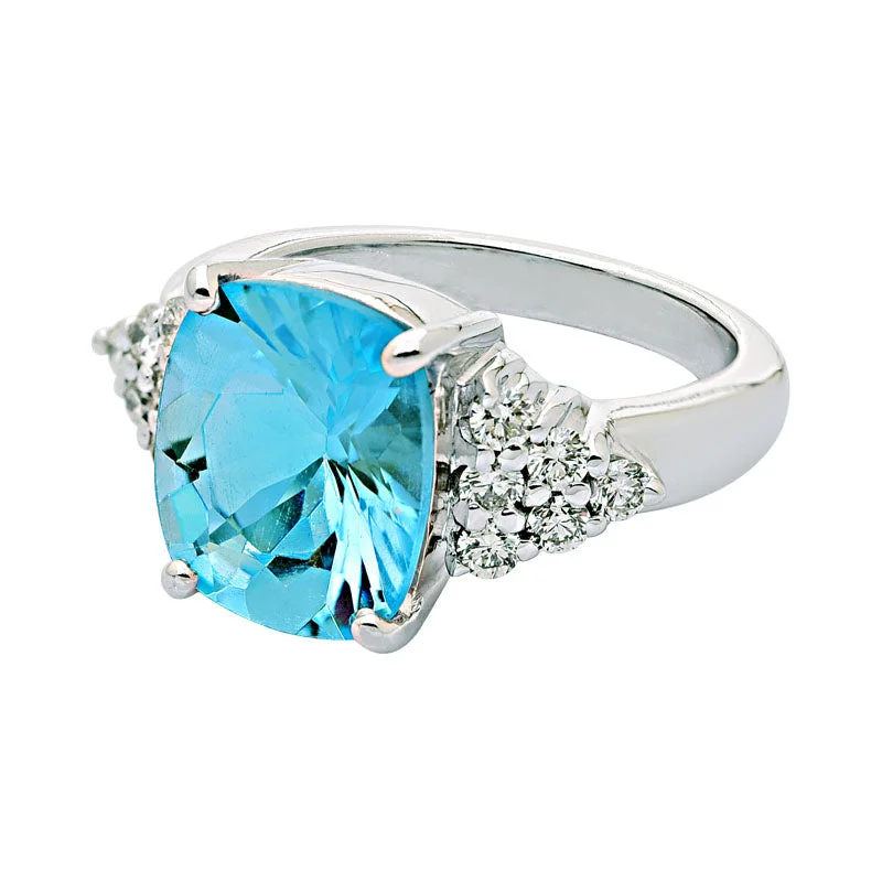 Ring-Blue Topaz and Diamond