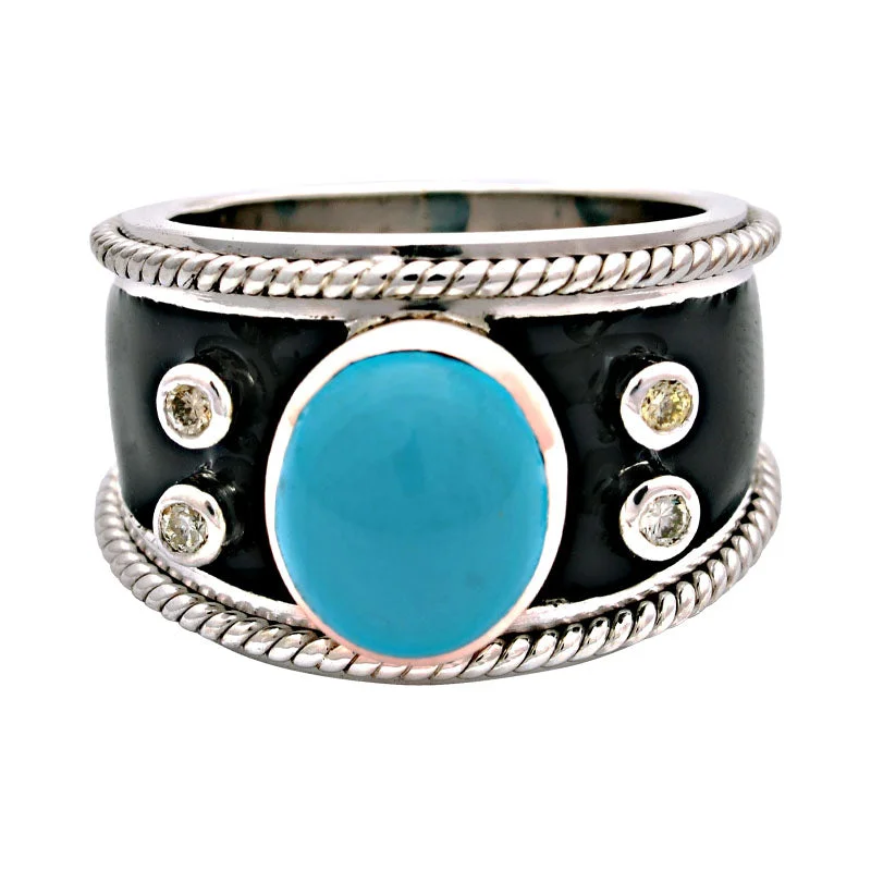 Ring-Turquoise, Diamond (Enamel)