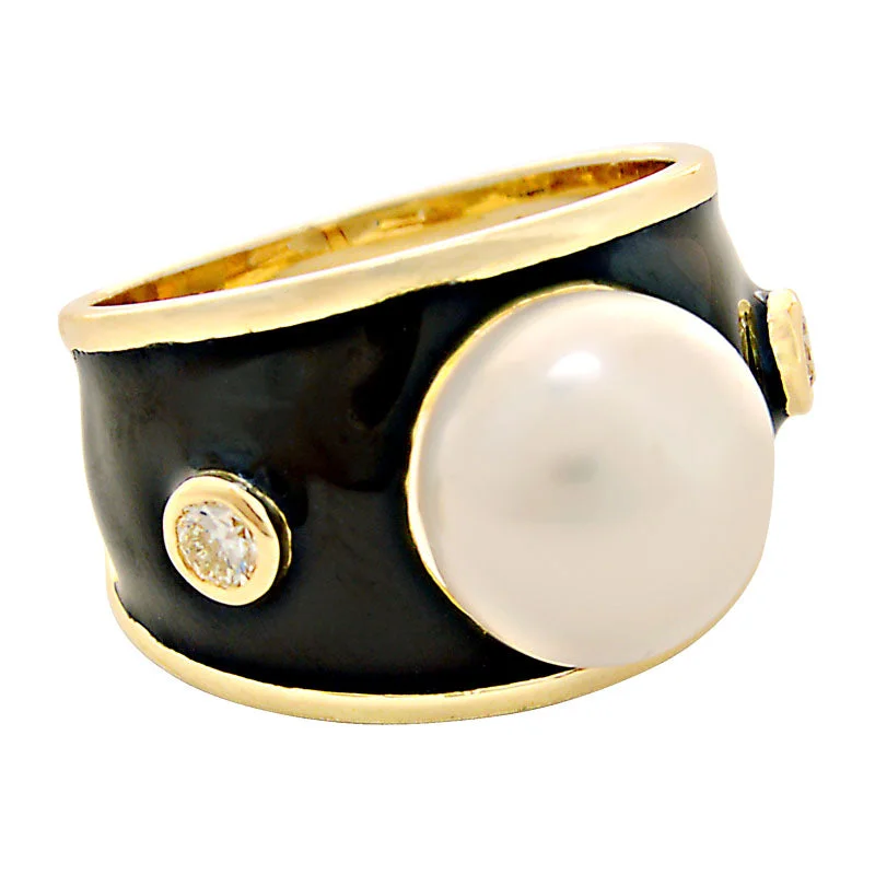 Ring-South Sea Pearl and Diamond (Enamel)