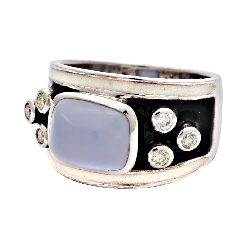 Ring-Chalcedony and Diamond (Enamel)