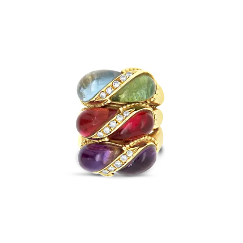 Multi-color Stone & Diamond Estate Ring