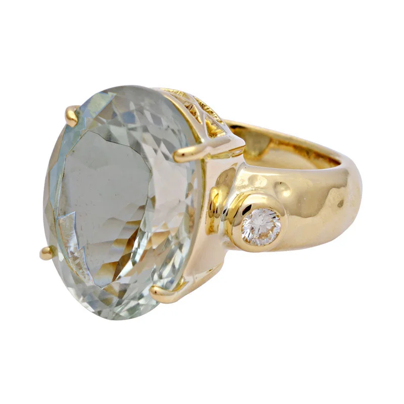 Ring-Green Quartz and Diamond