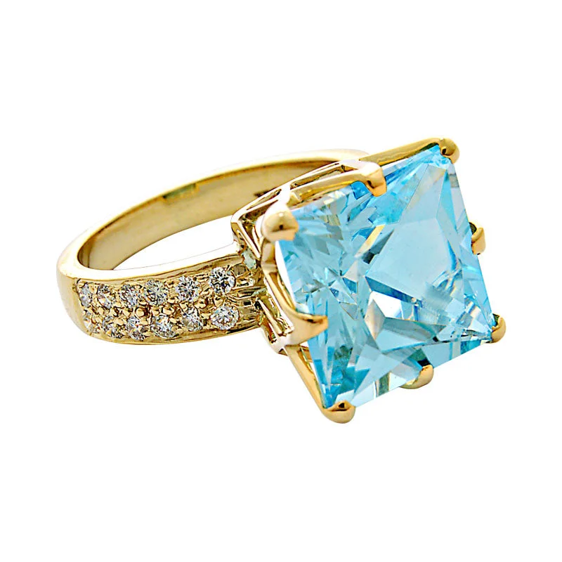 Ring-Blue Topaz and Diamond