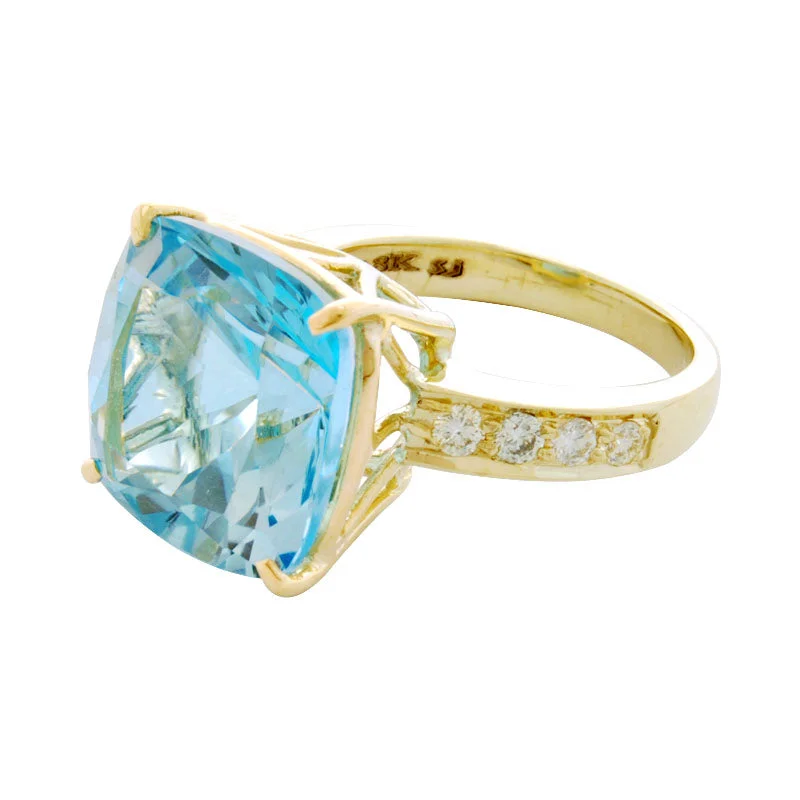 Ring-Blue Topaz and Diamond