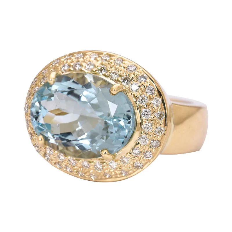 Ring- Aquamarine and Diamond