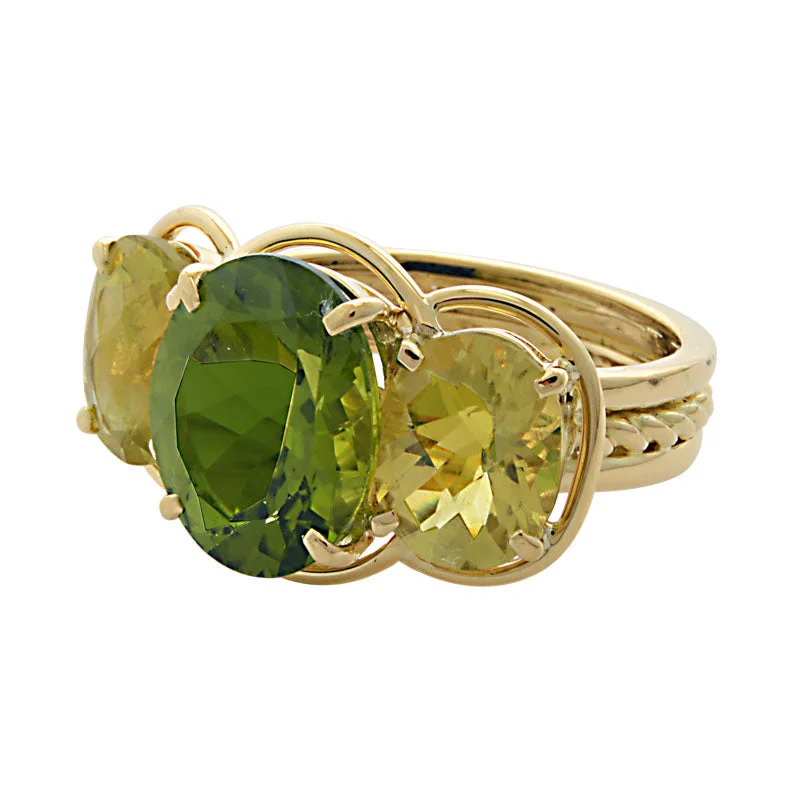 Ring-Peridot and Lemon Quartz