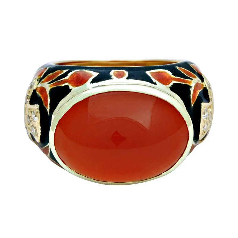 Ring -Cornelian and Diamond (Enamel)