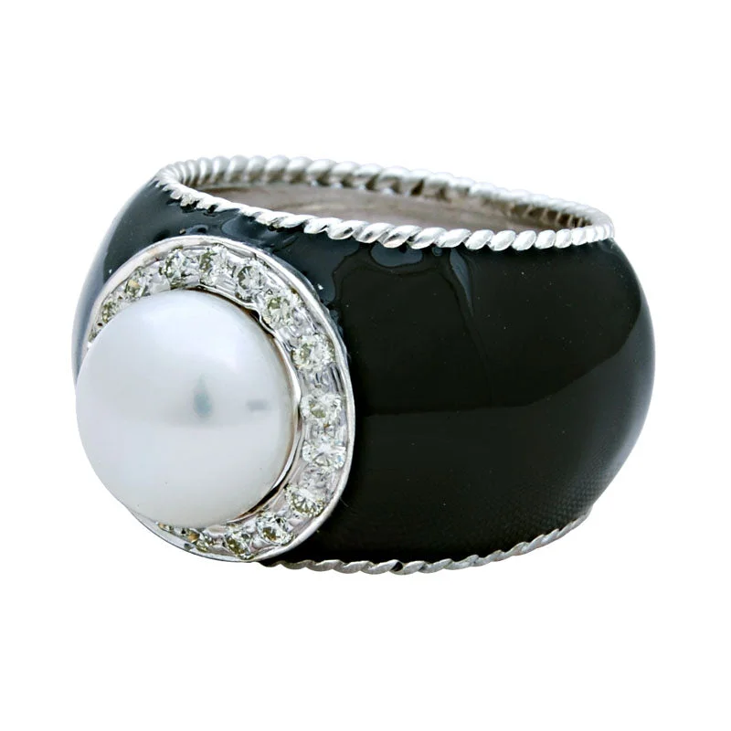 Ring-South Sea Pearl and Diamond (Enamel)