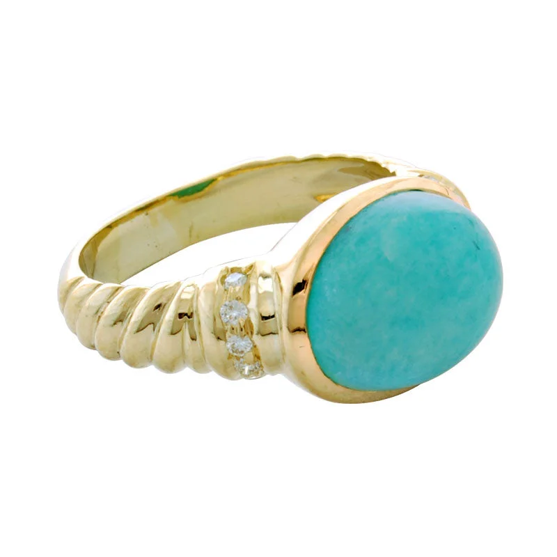 Ring-Amazonite and Diamond