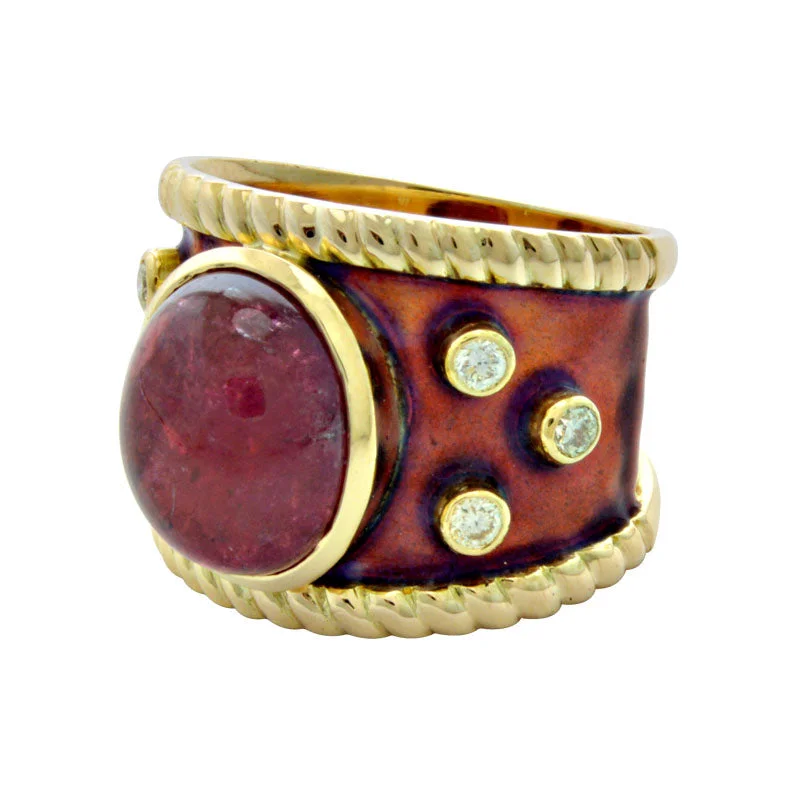 Ring-Rubellite and Diamond (Enamel)