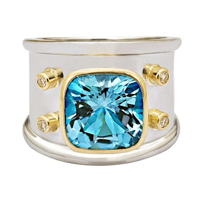 Ring-Blue Topaz and Diamond