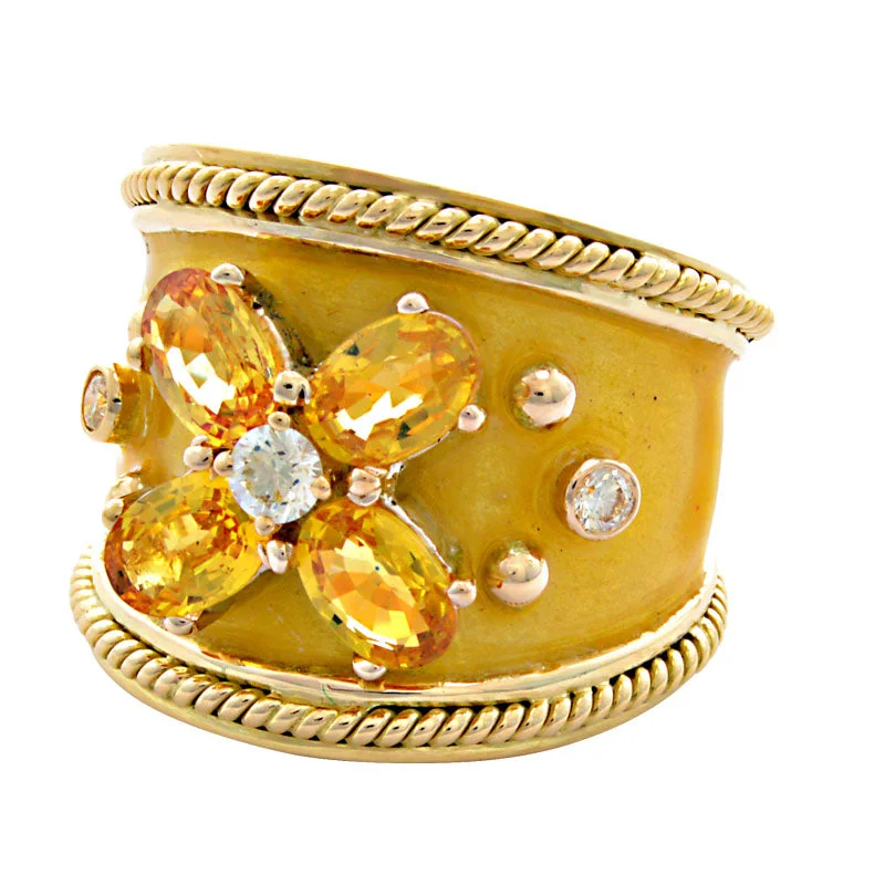 Ring-Yellow Sapphire and Diamond (Enamel)