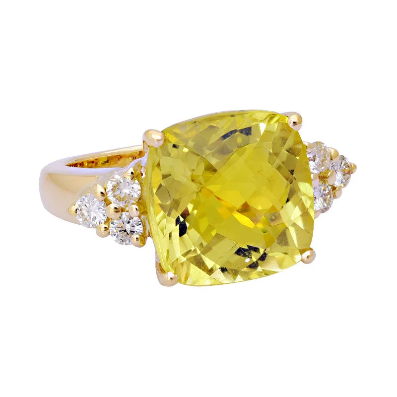 Ring-Lemon Quartz and Diamond