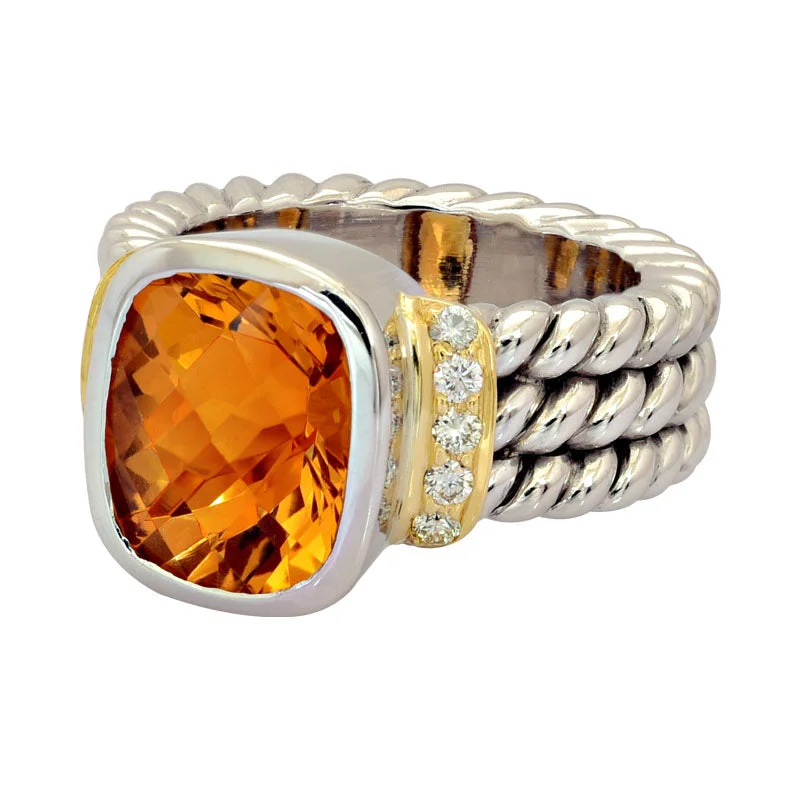 Ring-Citrine and Diamond