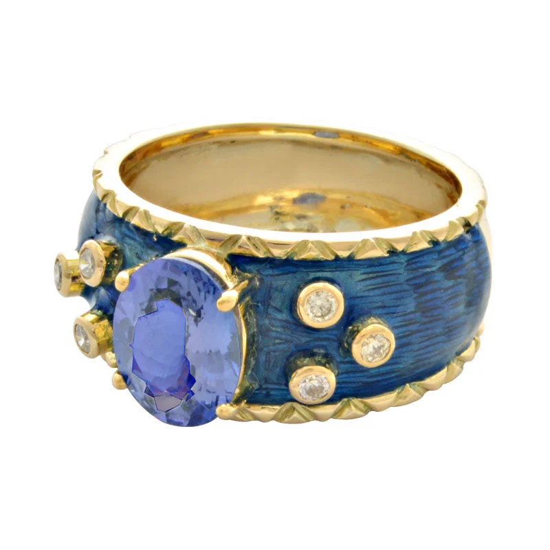 Ring-Tanzanite and Diamond (Enamel)