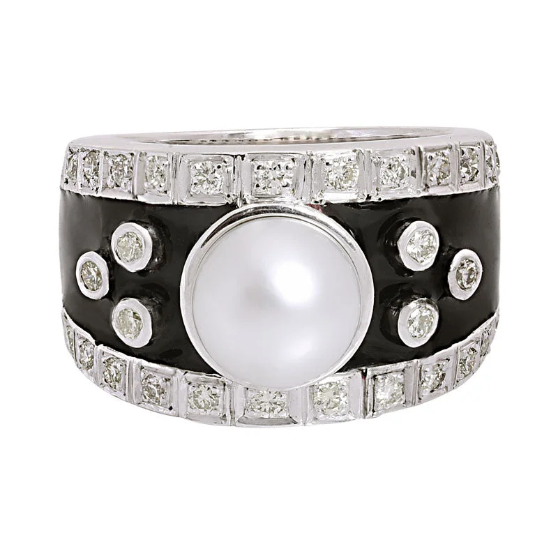 Ring-South Sea Pearl and Diamond (Enamel)