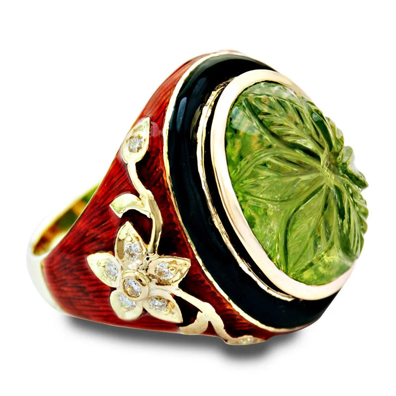 Ring-Peridot and Diamond (Enamel)