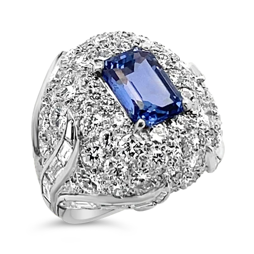 Sapphire & Diamond Dome Estate Ring