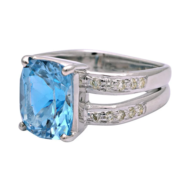 Ring-Blue Topaz and Diamond