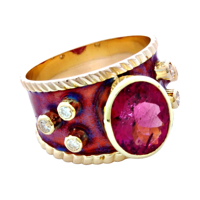 Ring-Rubellite and Diamond (Enamel)