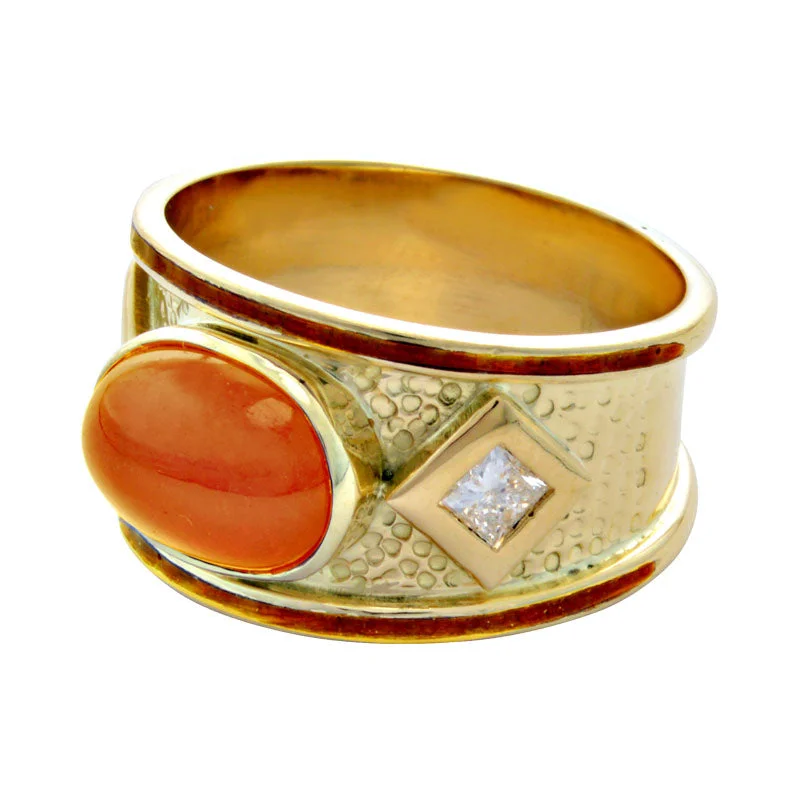 Ring-Cornelian and Diamond (Enamel)