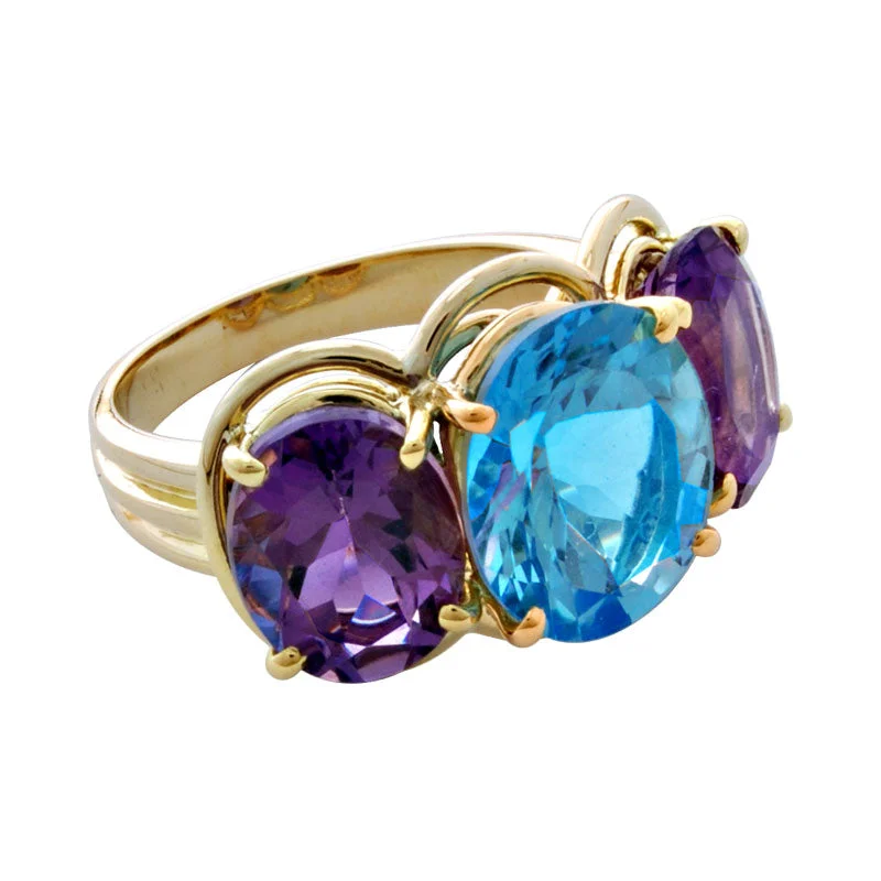 Ring-Blue Topaz and Amethyst