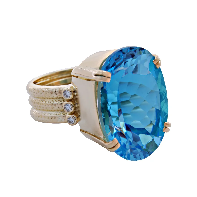 Ring-Blue Topaz and Diamond