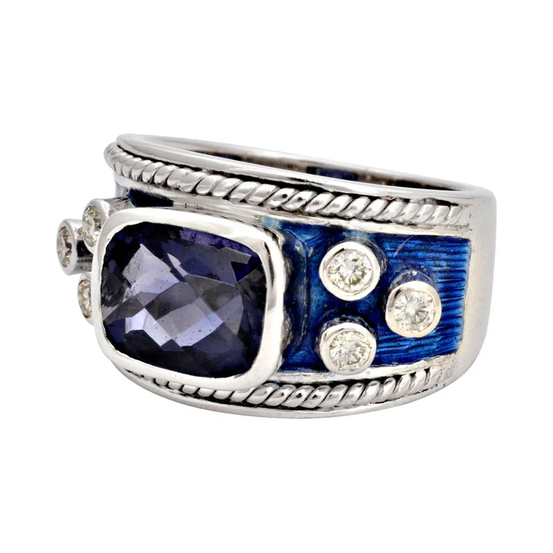 Ring-Iolite and Diamond (Enamel)