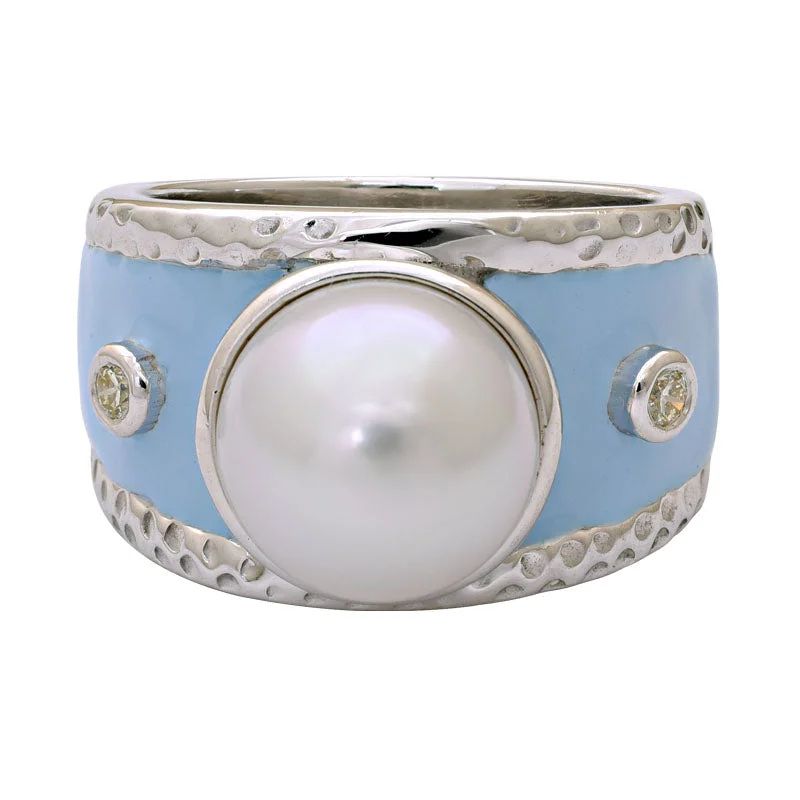 Ring-South Sea Pearl and Diamond (Enamel)