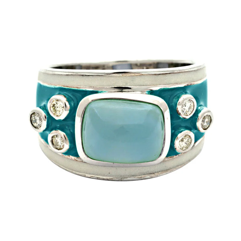 Ring- Chalcedony and Diamond (Enamel)